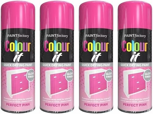 VARNOX All Purpose Pink Gloss Spray Paint 250ml – Quick Drying, High-Coverage Aerosol for Interior & Exterior Use on Metal, Plastic & Wood, Durable Smooth Finish (4PCS)