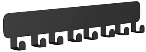 Organisateur de Clés Murale Noir avec 8 Crochets, Porte-Clés Autocollant sans Percer, Support pour Clés et Objets Légers, Design Minimaliste (30 cm)