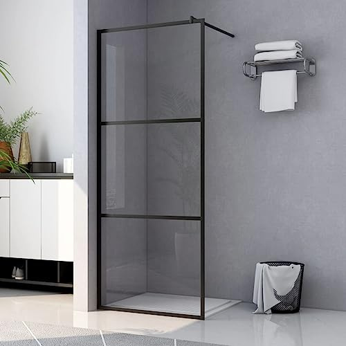 Mokuyary Duschwand für Begehbare Duschen ESG-Klarglas Schwarz 100x195 cm Duschwand für Dusche Duschabtrennung, Walk in Dusche Duschtrennwand Glaswand für Badezimmer