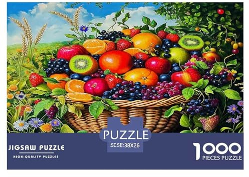 Puzzle 1000 Teile Obst recyceltes Papier - Obstkorb üppige Wiese schwieriges Spiel Geschenk Wanddekoration 38x26cm