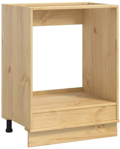Tomostar Armoire à Four, Meuble pour Four Meuble Bas de Cuisine avec Stockage Ski Brun Miel 60x46x81 cm Pin Massif