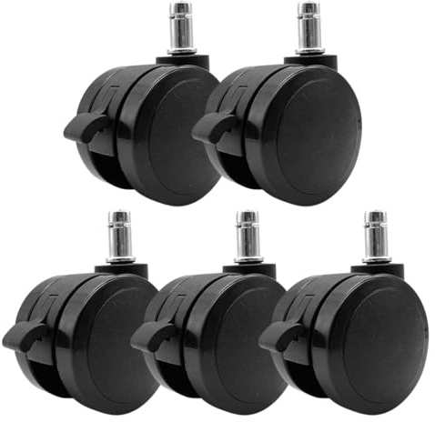 SHINEOFI Office Chair Wheels with Brake Black Polyurethane 5pcs for Improved Mobility and Maneuverability Replacement Castors Suitable for Office and Furniture Use