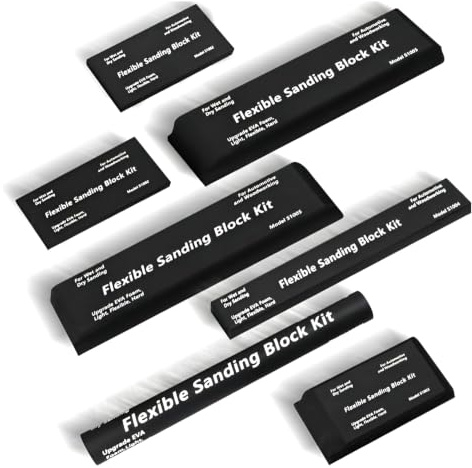 Sanding Block 7 Pack Black High Density EVA, Waterproof Non Slip Sanding Blocks Auto Body for Dry Wet Use Block, Blocks Auto Body, High Density EVA, Waterproof
