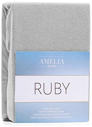 AmeliaHome Tissu Éponge Drap Housse Coton 160x200 180x200 cm Gris