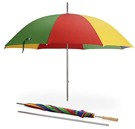 JEMIDI Sonnenschirm mit Abnehmbarer Bodenstange & Griff - 2 in 1 Sonnenschirm für Sonne und Regen - leicht tragbar für Balkon Strand Garten - Bunt