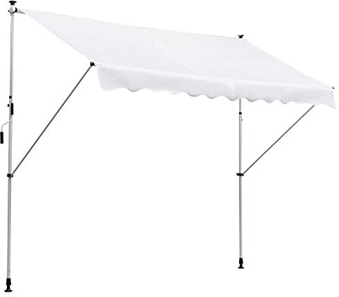 Outsunny Tenda da Sole 3x1.5 m con Braccio Avvolgibile, Tenda Parasole da Esterno a Manovella in Alluminio e Tessuto Poliestere 180g/㎡, per Giardino, Balcone e Terrazza, Bianco