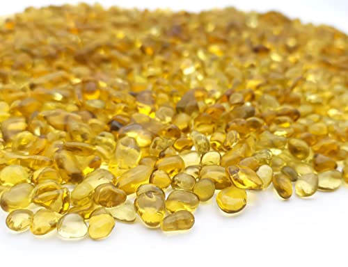 Keedolla Decorative Fish Tank Pebbles Marbles 0.93LB, Sea Glass Stones Beards Pebbles Gravel Rock for Fish Tank, Garden and Vase Fillers - Light Yellow