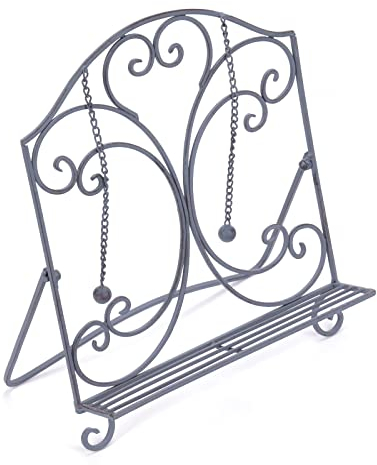 Présentoir pour LIVRE de cuisine Cucina | 32x30x14 cm (hxlxp), fer forgé | support de livre antique, support de lecture, support de recette vintage, décoratifs en pour photo | Couleur: gris