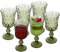 Buumin Vintage Glass Wine Glass, 300 ml Colored Glass Goblet, 10 Oz Gothic Wine Glass, Champagne Cocktail Stemware Cup for Anniversary, Party, Wedding, bar, Fruit Juice, 6 Pcs（Green）