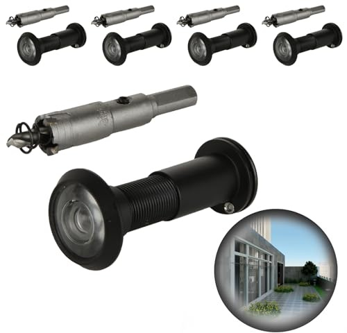 Oungy 4 Pack Door Viewer Peephole 200-Degree Door Viewer with 16mm/0.63inch Drill Bit for 1-1/2 to 2-3/8 Doors Zinc Alloy Peephole for Front Door with Heavy Duty Privacy Cover, Black