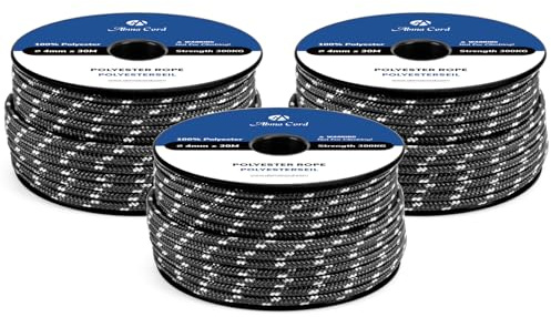Abma Cord Polyesterseil 4mm x 30m Seil Geflochtene Schnur Reißfest | Outdoor, Boot, Festmacher, Zelt, Garten