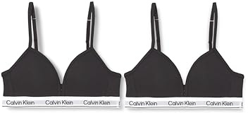 Calvin Klein Mädchen 2er Pack BH Bralettes Triangel, Schwarz (Pvhblack/Pvhblack), 12-14 Jahre