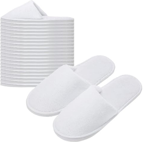 Taimimy 10 Paar Hotel Slippers Weiß Damen Herren, Rutschfeste Einweg Hausschuhe, Einweg Slipper, Gästehausschuhe, geschlossene Zehen, Unisex Frottierslipper Pantoffeln für Hotel Spa und Gäste(10 Paar)