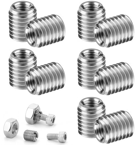 Insertos Roscados, Wefaly 10 Piezas Insertos Roscados M10 a M6 Acero Inoxidable In sertos Roscados-Kit para Proyectos Equipos Maquinaria Reparación y Montaje Mobiliario Automotriz (Plata)