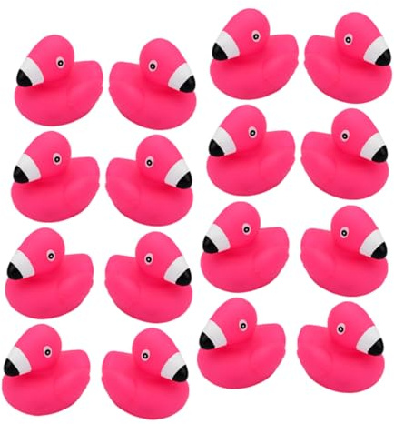 minkissy 48pcs Shower Bath Cartoon Pink Flamingo Squeeze Squeaky Water Playthings for Safe Vinyl Material Fun Bathtub Bathing for Boys and Pool and Beach Use