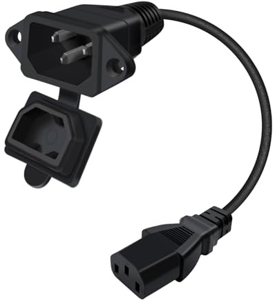 YINGAYOU 90 Grad C13 C14 Panelmontage Strömkabel med Vattentätt Täckning 10A 250V IEC C13 auf C14 Förlängningskabel för Dator, Skärm, PDU (Svart, 0.5 m)