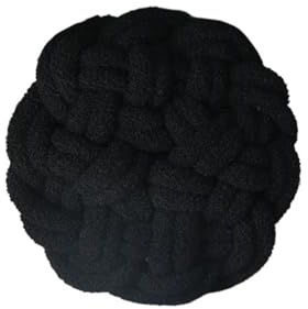 DUBTEDHOU Hand-woven Knotted Pillow, Hand Knitted Round Knot Ball Cushion Pillow Multicolor For Living Room Sofa Bed(Black)