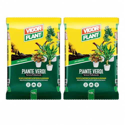 Professionell jord gröna växter 20 L (2 förpackningar) | Underlag för plantering av tropiska krukväxter | Fertil med pimpsten, torv, kokosfiber, NPK-gödsel och mikroelement
