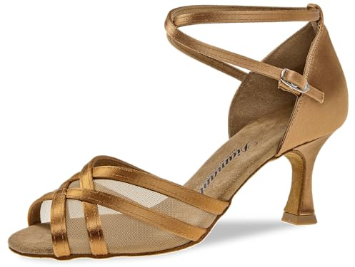 Diamant Femmes Chaussures de Danse 035-108-087 - Satin/Mesh Bronze - 7,2 cm Flare - Taille: UK 6,5