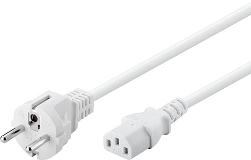 Goobay 96039 Kaltgerätekabel 2m / C13 Kaltgerätebuchse & Netzstecker Schutzkontaktstecker / Universelles Monitor Stromkabel / C13 Netzkabel / Weiß / 2m