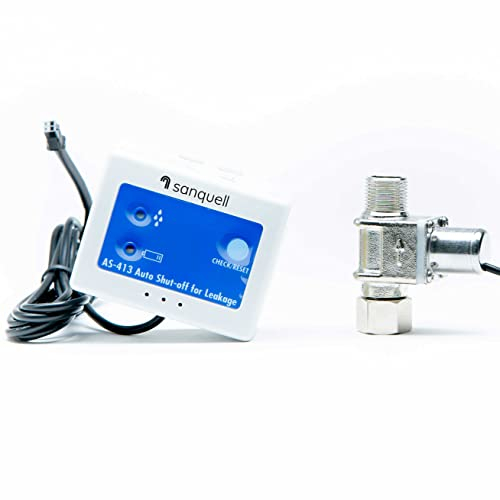 Wassermelder mit Abschaltung, automatisches Magnet-Absperrventil 3/8 Zoll, schließt sofort bei Wasserkontakt die Wasserleitung, schützt vor Wasserschäden, für Filteranlagen, Osmose-Anlagen, Quooka