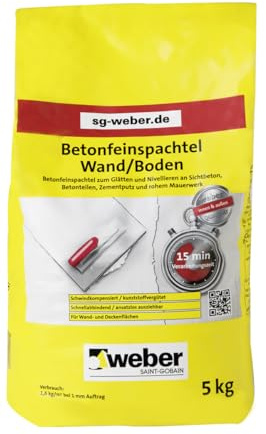 WEBER | Betonfeinspachtel Wand/Boden 5 kg | Hochwertiger Feinspachtel zum Glätten und Nivellieren | Innen & außen | Neubau & Renovierung