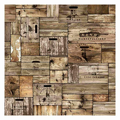 Bilderwelten Holzoptik Mustertapete Holzwand inkl. Kleister 192x192cm - Vliestapete Made in Germany - Fototapete Holz Schlafzimmer - 3D Tapete Holzoptik - Wandtapete Holzoptik Wohnzimmer Flur T_2559
