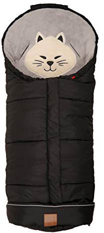 Kaiser 6566025 Kinderwagen Fußsack Cat - mit herausnehmbarem Tiergesicht, black, schwarz