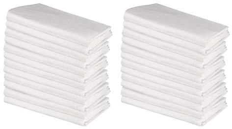 DG Collections 100% Cotton Flour Sack Towels – 24 Pack, 27x27 Inches, White, Lint-Free, Pre-Washed, Hemmed Edges – Reusable Kitchen Towels for Cleaning, Embroidery, Printing & Crafts - White
