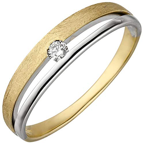 Jobo Damen-Ring aus 14 Karat 585 Gold Bicolor mit Diamant Größe 54