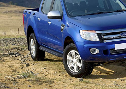 J&J AUTOMOTIVE Premium Black Rival Trittbretter mit ABE passend für Ford Ranger 2012-2023, OEM Design Aluminium Schwarz Passform Links und Rechts 2-teilig