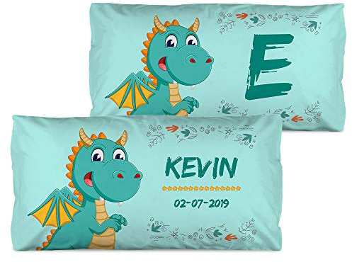 LolaPix Drache Kopfkissen Personalisiert mit Name. Geschenke für Kinder. Füllung enthalten. Verschiedene Designs zur Auswahl. Verschiedene Größen zur Auswahl. Drache