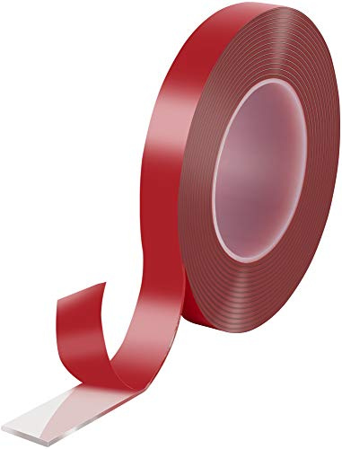 POPPSTAR Ruban adhésif double face acrylique transparent extra fort (5 m x 19 mm x 2 mm), Accroche tableau sans percer et repositionnable