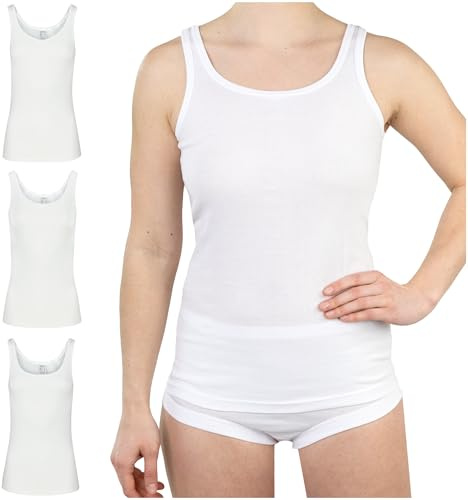 SES Paquete de 3 Camiseta Interior en 100% algodón para Mujer Blanco 36