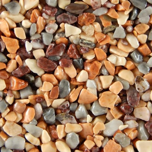 Terralith Steinteppich Marmor Komplett-Set für 1qm - Körnung: mittel - 4-6mm mit Epoxidharz Bindemittel - für Innen in rot-gelb (colorato tre)