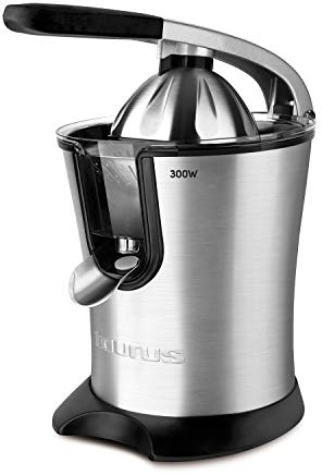 Taurus – Exprimidor Naranjas Citrus Legend 300W Acero INOX | Vertido Continuo con Palanca + Deposito 650mL - Doble sistema| Desmontable Fácil Limpieza | Regulador Pulpa Electrico | Antigoteo | Sin BPA