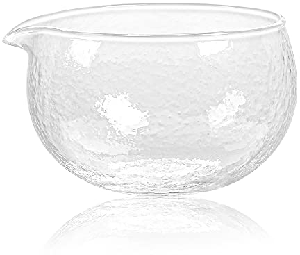 Tazón de vidrio texturizado Matcha con boquilla de vertido, hecho a mano, estilo japonés, ceremonia de té verde Chawan, 400 ml