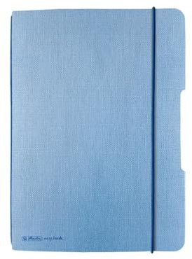 herlitz 50033713 Notizheft flex Leinen, A5, 40 Blatt punktiert, FSC-Mix, Farbe: hellblau, 1 Stück