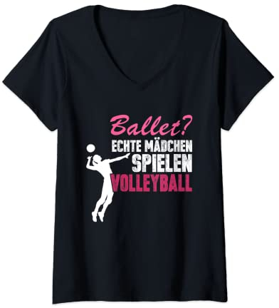 Damen Volleyball Volleyballerin Beachvolleyball T-Shirt mit V-Ausschnitt