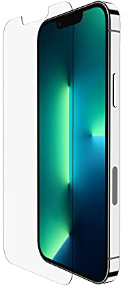Belkin TemperedGlass iPhone 14, 13, 13 Pro Displayschutz, antimikrobielle Beschichtung, einfache blasenfreie Aufbringung mit enthaltener Positionierungsschale, in Tests nachgewiesener Härtegrad von 9H