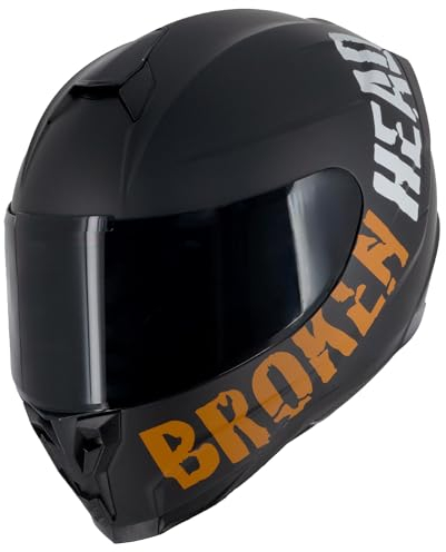 Broken Head BeProud Sport Orange Motorradhelm Mit Zwei Visieren (Schwarz + Klar) Integralhelm Mattschwarz-Orange - Größe XL (61-62 cm)