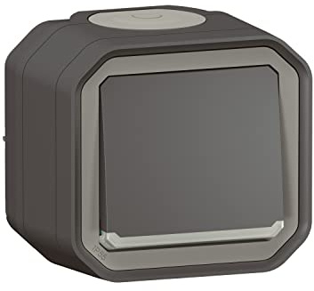 Legrand - Schalter oder Wechselschalter, wasserdicht, Plexo 10 A, komplett mit Kontrollleuchte für die Montage in Anthrazit