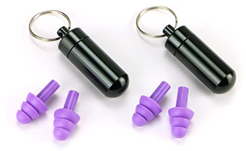 Everyday Carry Earplugs – Soft Silicone Reusable Ear Plugs in a Compact Keyring Capsule. Comfortable Noise Reduction for Sleep, Study, Work and Travel. (2 Packs)