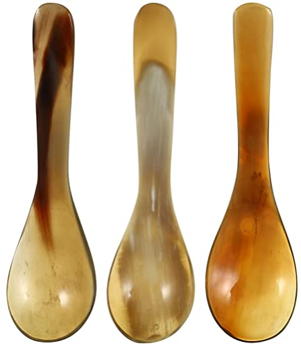 HEMOTON 3pcs Horn Coffee Spoon Pearl Horn Spoon Stirrer Dinner Spoons Cake Dessert Spoons Coffee Spoons Caviar Serving Shell Cake Spoon Tea Spoons Sugar Ox Office Horn Vintage