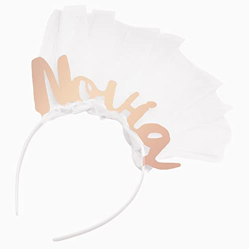 1 Stück - Haarreif Braut mit Schleier, Roségold, Einheitsgröße, weißes Haarband mit Brautschleier, Junggesellinnenabschied Accessoires, Brautstirnband, Junggesellinnenabschied