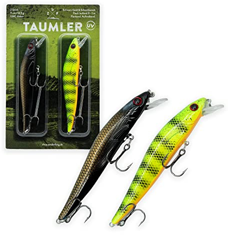 Zanderfang Zander-Wobbler TAUMLER - Wobbler Angeln Kunstköder Set 2 x Wobbler schwarz 11cm - 14,5g