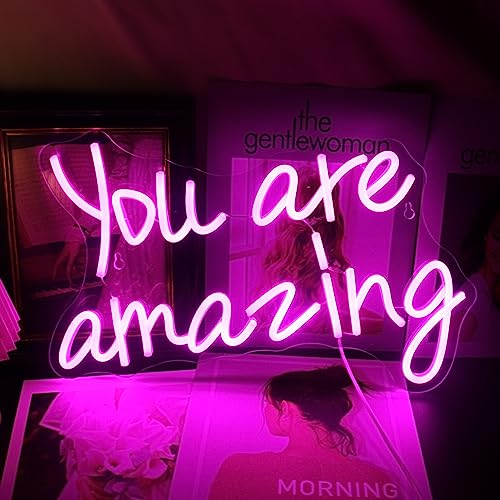 Led You Are Amazing Neon Zeichen für Zimmer Home Bar Art Wand Dekor Party Fenster Wohnzimmer Dekor Wand Hängende Dekoration (Rosa)