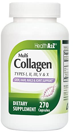 HealthA2Z® Multi Collagen Pills | 1735 mg | 270 Collagen Capsules | Types I, II, III, V & X | for Healthy Skin, Hair, Nails & Joint Support