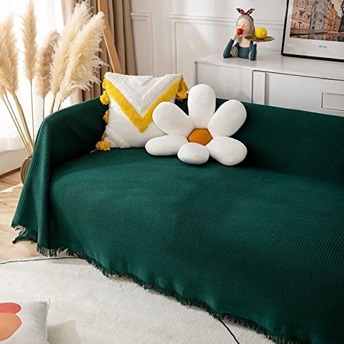 Homxi Sofa Überzug 4 Sitzer Big Sofa,Sofabezug Universal Einfarbig Überwürfe für Sofa Baumwolle Sofa-Handtuch Grün Sofa Überzug 230x280CM