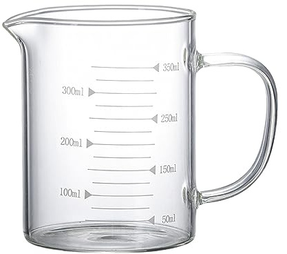 Baoblaze Glasbecher mit Skala, Milchglasbecher, Mehrzweck-Krug, Kühlschrank, Saftkrug, Messbecher, Messkrüge für Tee, Saft, Getränke, 350ml